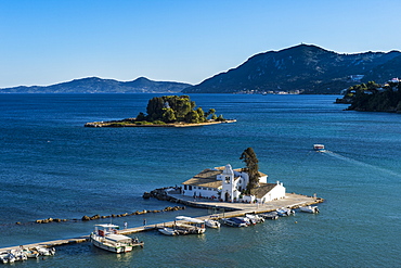 Vlacherna Monastery, Kanoni, Corfu, Ionian Islands, Greek Islands, Greece, Europe