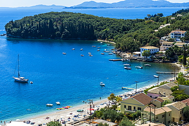 Overlook over the bay of Kalami, Corfu, Ionian Islands, Greek Islands, Greece, Europe