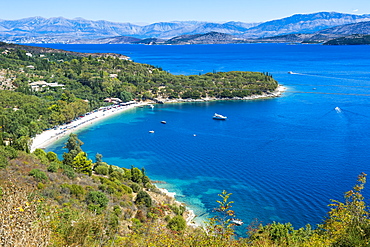 View over Kerasia beach, Corfu, Ionian islands, Greek Islands, Greece, Europe