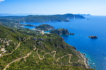 Beautiful coastline, Paleokastritsa, Corfu, Ionian islands, Greek Islands, Greece, Europe