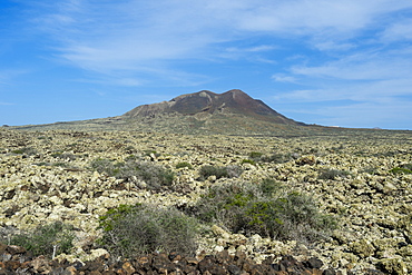 Green volcanic cone, La Oliva, Fuerteventura, Canary Islands, Spain, Atlantic, Europe