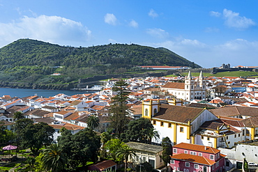 View over the town of Angra do Heroismo, UNESCO World Heritage Site, Island of Terceira, Azores, Portugal, Atlantic, Europe