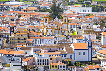 View over Praia da Vittoria from the Gazebo Torch Monument, Island of Terceira, Azores, Portugal, Atlantic, Europe