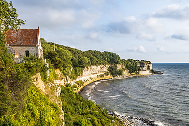 Old Hojerup church on top of Stevns Klint, UNESCO World Heritage Site, Zealand, Denmark, Scandinavia, Europe