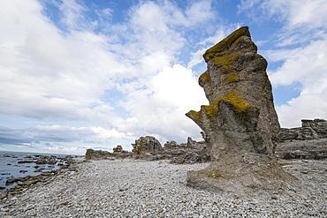 Unique Langhammars sea stacks, Faro, Gotland, Sweden, Scandinavia, Europe