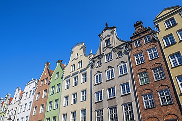 Hanseatic League houses in the pedestrian zone of Gdansk, Poland, Europe