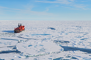 Ice breaker in North Pole, Arctic