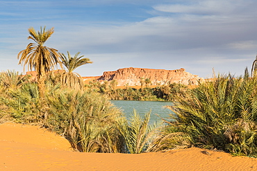 The shore of Ounianga Kebir part of the Ounianga lakes, UNESCO World Heritage Site, northern Chad, Africa