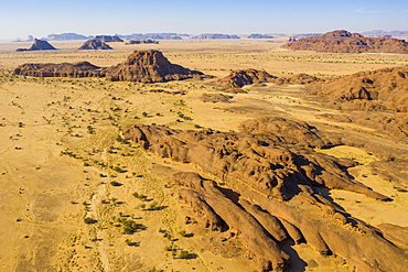 Aerial of the Ennedi Plateau, UNESCO World Heritage Site, Ennedi region, Chad, Africa