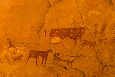 Rock paintings, Ennedi Plateau, UNESCO World Heritage Site, Ennedi region, Chad, Africa