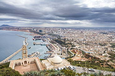 View over Oran with the Santa Cruz Cathedral in the foreground, Oran, Algeria, North Africa, Africa