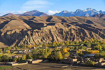 View by drone over Bamyan, Shahr-e Gholghola (City of Screams) ruins, Bamyan, Afghanistan, Asia