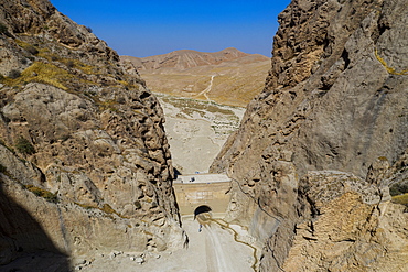 Aerial by drone of Charkent gate, Chimtal district, Mazar-E-Sharif, Afghanistan, Asia