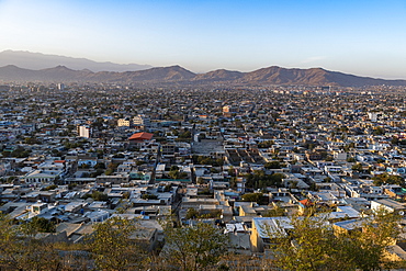 View over Kabul at sunset, Afghanistan, Asia