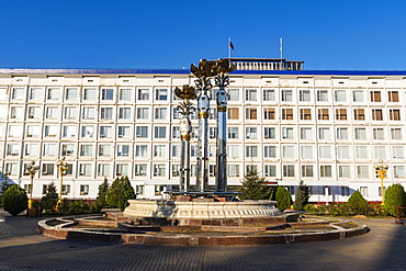 Fountain at Lenin Square, Elista, Republic of Kalmykia, Russia, Eurasia