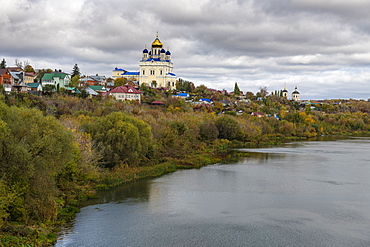 Yelets Cathedral overlooking the Bystraya Sosna River, Yelets, Lipetsk Oblast, Russia, Eurasia