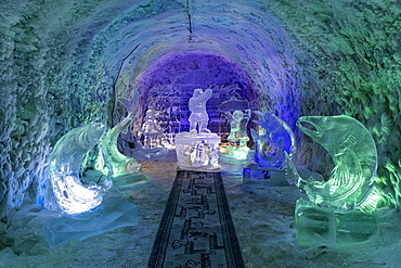 Colourful ice sculptures in the Permafrost kingdom, Yakutsk, Sakha Republic (Yakutia), Russia, Eurasia