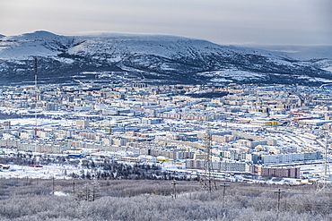 View over Magadan, Magadan Oblast, Russia, Eurasia