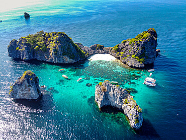 Aerial of Koh Ha, Mu Ko Lanta National Park, Thailand, Southeast Asia, Asia