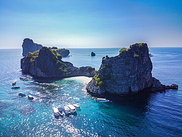 Aerial of Koh Ha, Mu Ko Lanta National Park, Thailand, Southeast Asia, Asia