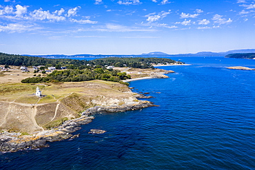 Aerial from Cattle Point lighthouse on San Juan island, San Juan islands archipelago, Washington State, United States of America, North America