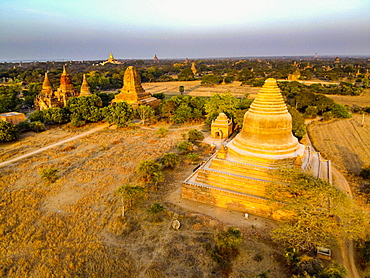 Aerial of the temples of Bagan (Pagan), Myanmar (Burma), Asia