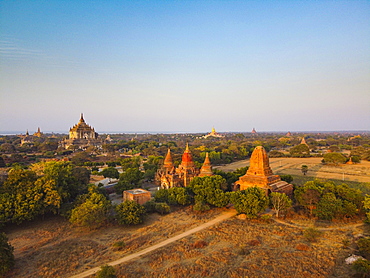 Aerial of the temples of Bagan (Pagan), Myanmar (Burma), Asia