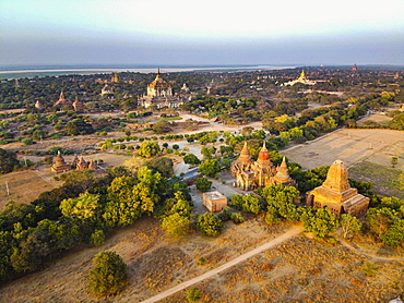 Aerial of the temples of Bagan (Pagan), Myanmar (Burma), Asia