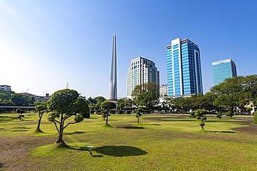 Obelisk in the Mahabandoola Garden, downtown Yangon (Rangoon), Myanmar (Burma), Asia