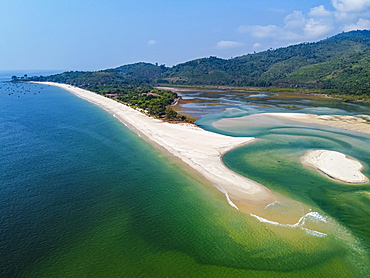 Aerial by drone of Tizit beach, Dawei, Mon state, Myanmar (Burma), Asia