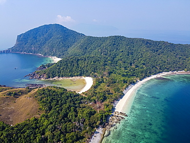 Aerial by drone of Smart Island, Mergui (Myeik) Archipelago, Myanmar (Burma), Asia