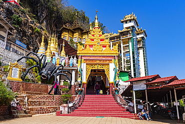 Entrance to the cave of Pindaya, Shan state, Myanmar (Burma), Asia