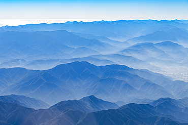 Aerial of the central mountain range, Taiwan, Asia