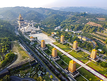 Aerial of Fo Guang Shan Monastery, Fo Guang Mountain (Shan), Taiwan, Asia