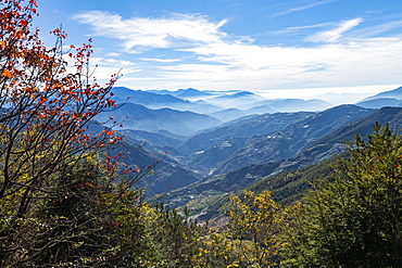 Hazy picturesque highlands of Nantou County, Taiwan, Asia