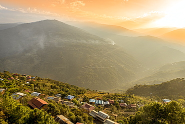 View over the town of Mindat, Chin state, Myanmar (Burma), Asia