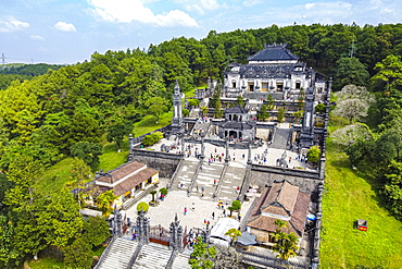 Aerial of the Tomb of Khai Dinh, Hue, UNESCO World Heritage Site, Vietnam, Indochina, Southeast Asia, Asia