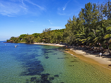 Aerial of Ong Lang beach, island of Phu Quoc, Vietnam, Indochina, Southeast Asia, Asia