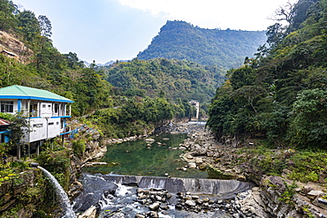 River gorge in the valley of the Reiek mountains, Mizoram, India, Asia