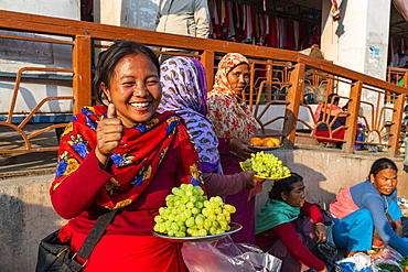 Women vendors selling grapes, Ima Keithel women's market, Imphal, Manipur, India, Asia