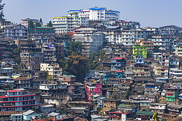 Houses perched on the hills, Kohima, Nagaland, India, Asia