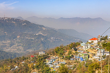 Houses perched on the hills, Kohima, Nagaland, India, Asia