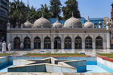 Ornate designs and motif of blue stars, Star Mosque (Tara Masjid), Dhaka, Bangladesh, Asia