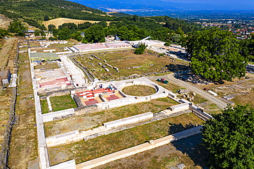 Aerial of the palace, Aigai, Vergina, UNESCO World Heritage Site, Greece, Europe