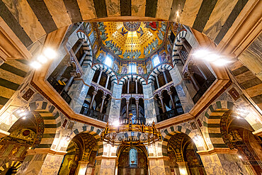 Splendid interior, Aachen Cathedral, UNESCO World Heritage Site, Aachen, North Rhine-Westphalia, Germany, Europe