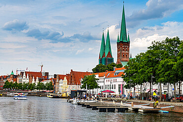 Skyline of Lubeck, UNESCO World Heritage Site, Schleswig-Holstein, Germany, Europe