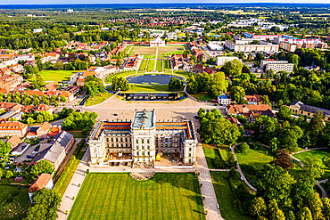 Aerial of Ludwigslust Palace, Ludwigslust, Mecklenburg-Vorpommern, Germany, Europe