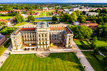 Aerial of Ludwigslust Palace, Ludwigslust, Mecklenburg-Vorpommern, Germany, Europe