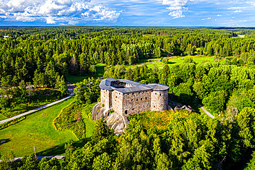 Aerial of Raseburg Castle, southern Finland, Europe