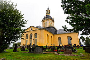 The Alatornio Church exterior and a point in the Struve Geodetic Arc, UNESCO World Heritage Site, Kemi, Finland, Europe